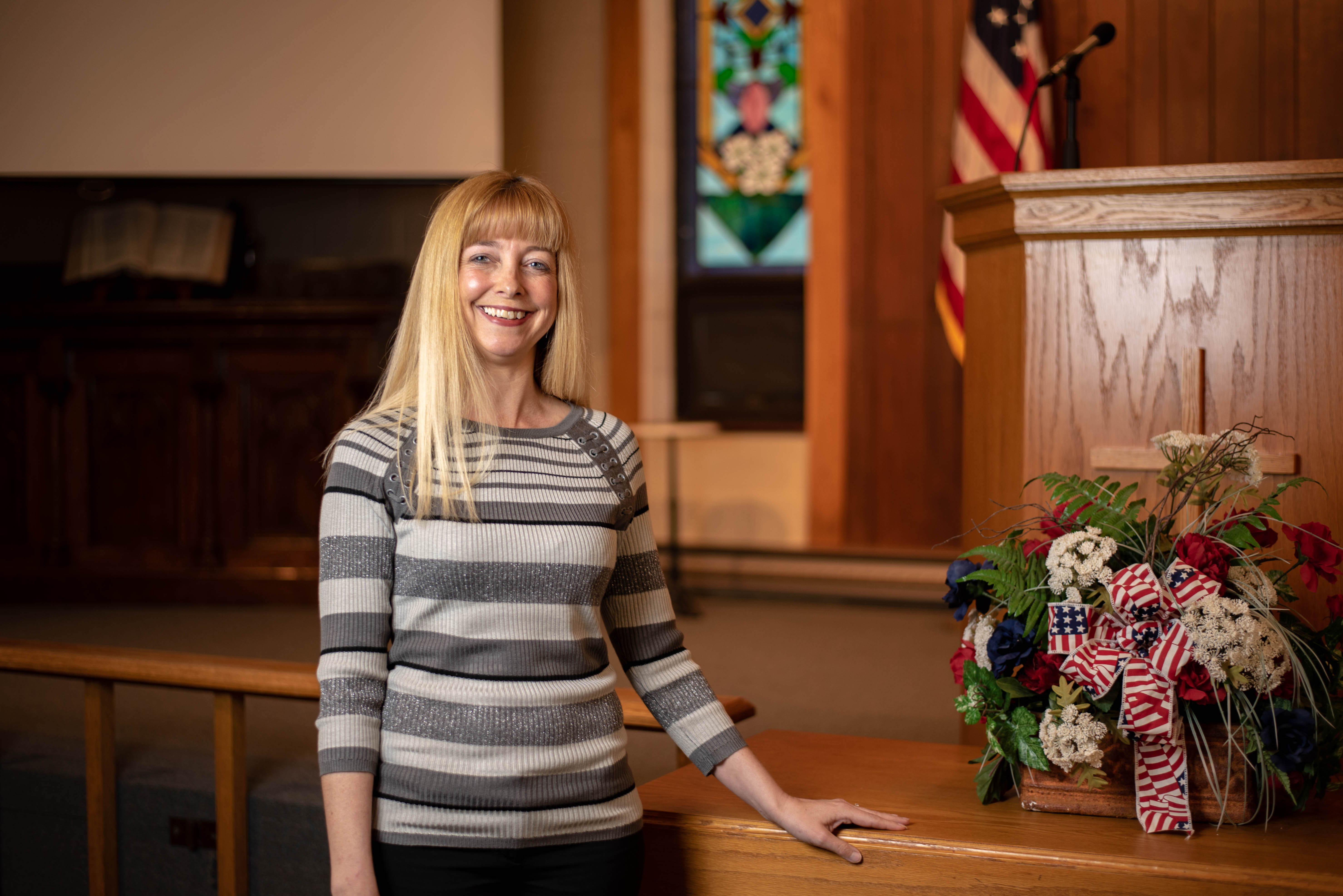 Woman standing in Church