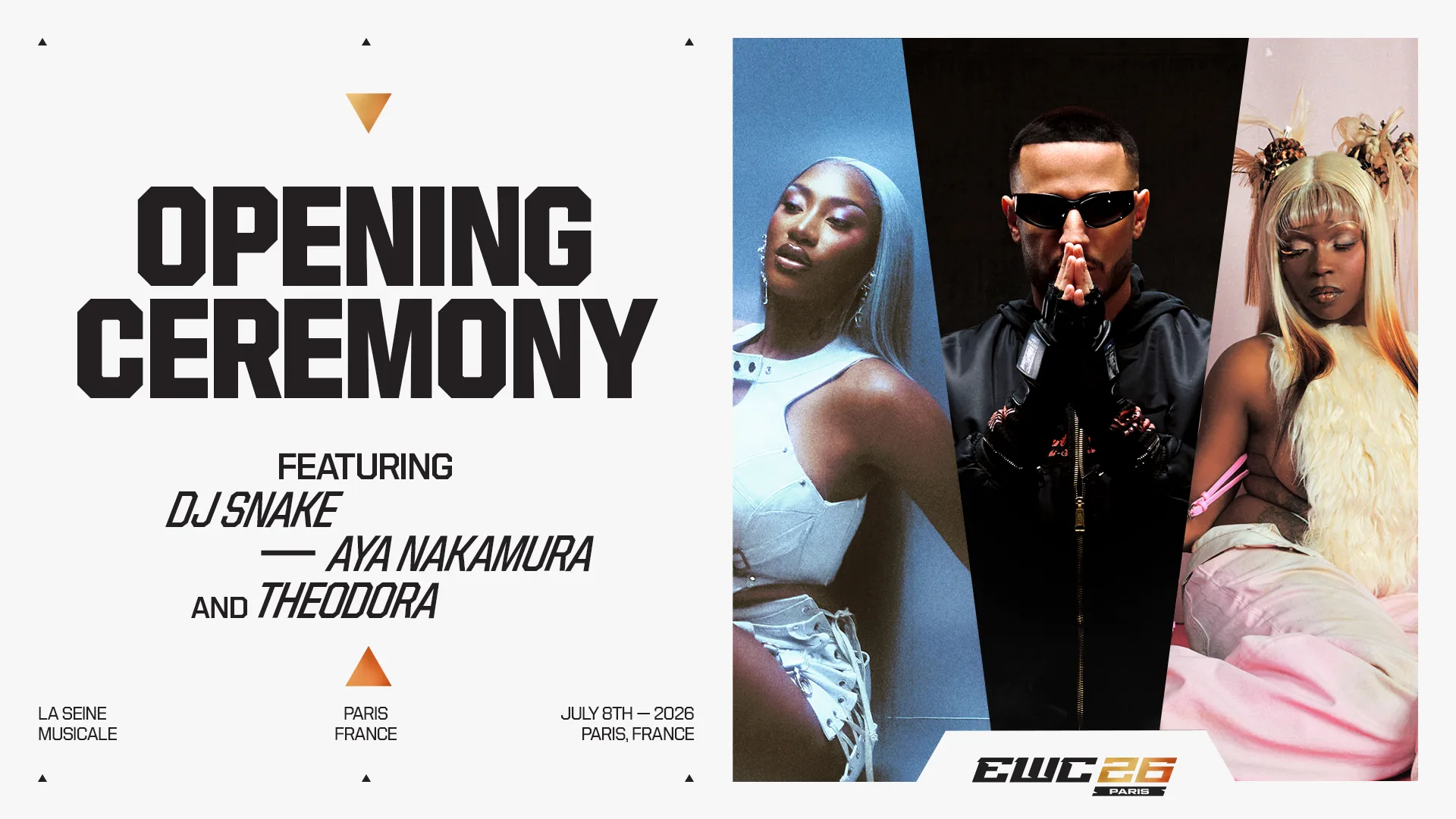Aya Nakamura and DJ Snake to Headline Esports World Cup 2026 Opening Ceremony