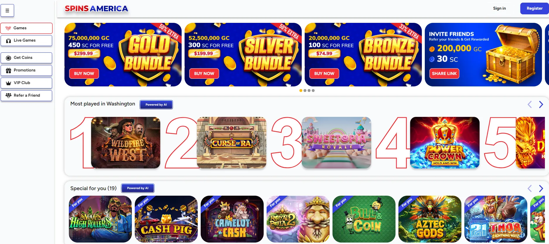Spins America GAMES