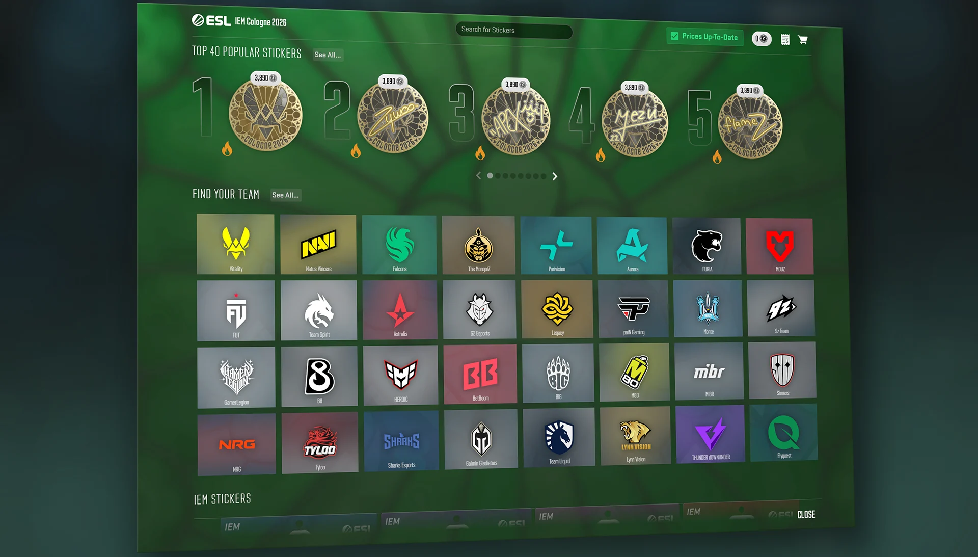 Valve Overhauls CS2 Major Stickers and Souvenirs Ahead of IEM Cologne 2026